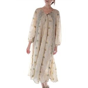 Magnolia Pearl Dress Naadja Block Print Golden Poppy Silk Cotton
